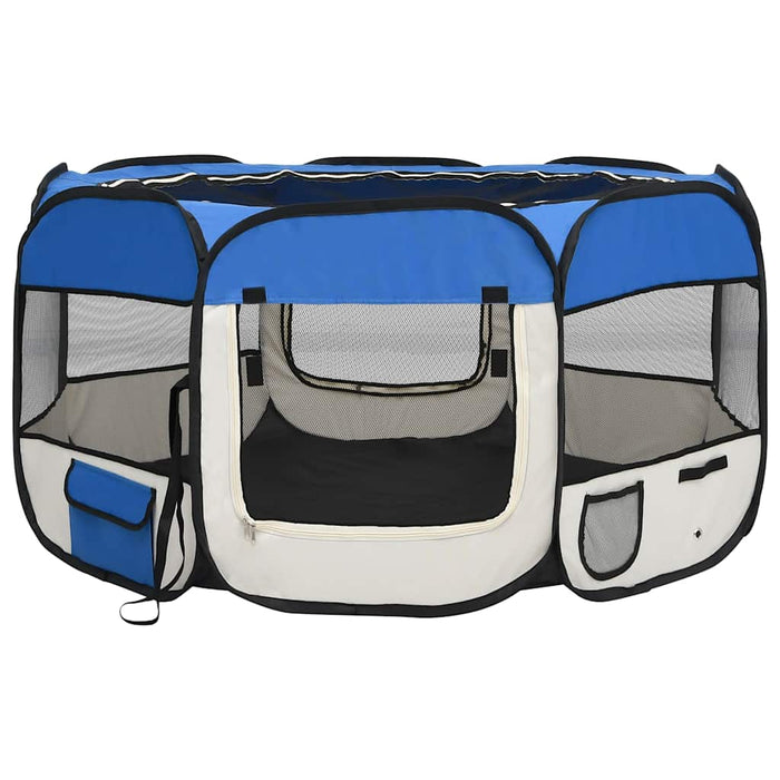 Box per Cani Pieghevole con Borsa Trasporto Blu 125x125x61 cm 171015