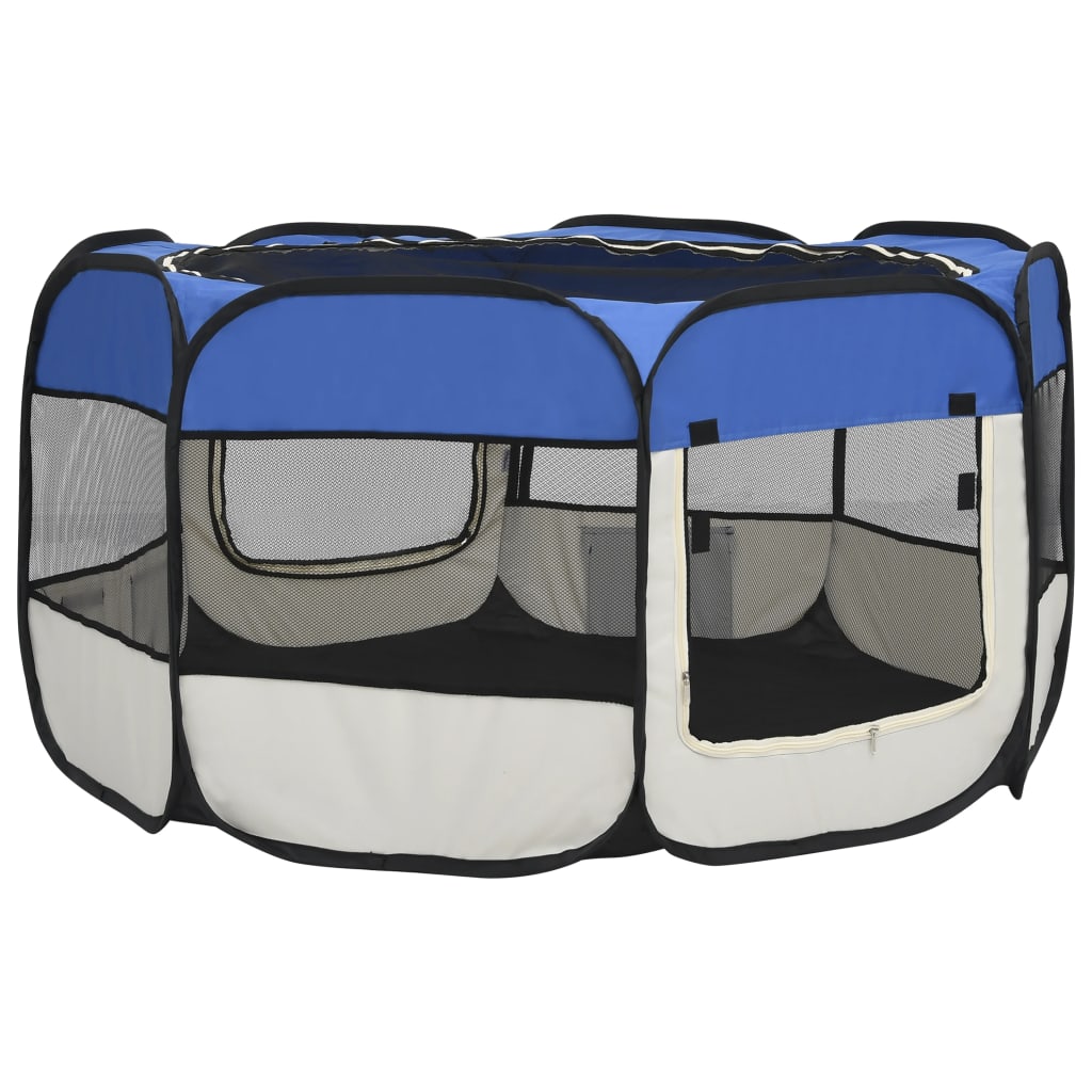 Parco per cani pieghevole con borsa per il trasporto 125 x 125 x 61 cm blu 02_0001725