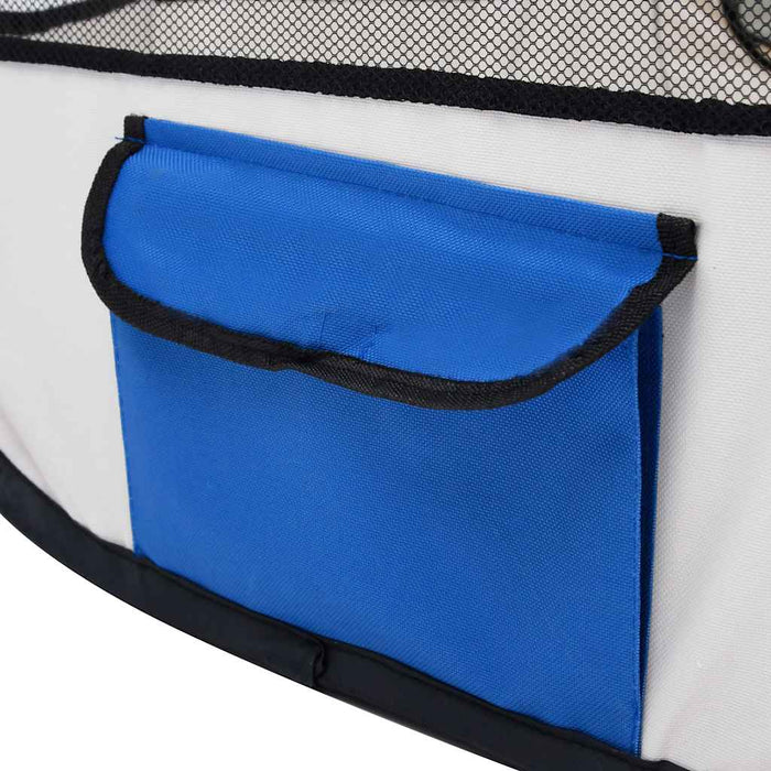 Box per Cani Pieghevole con Borsa Trasporto Blu 125x125x61 cm 171015