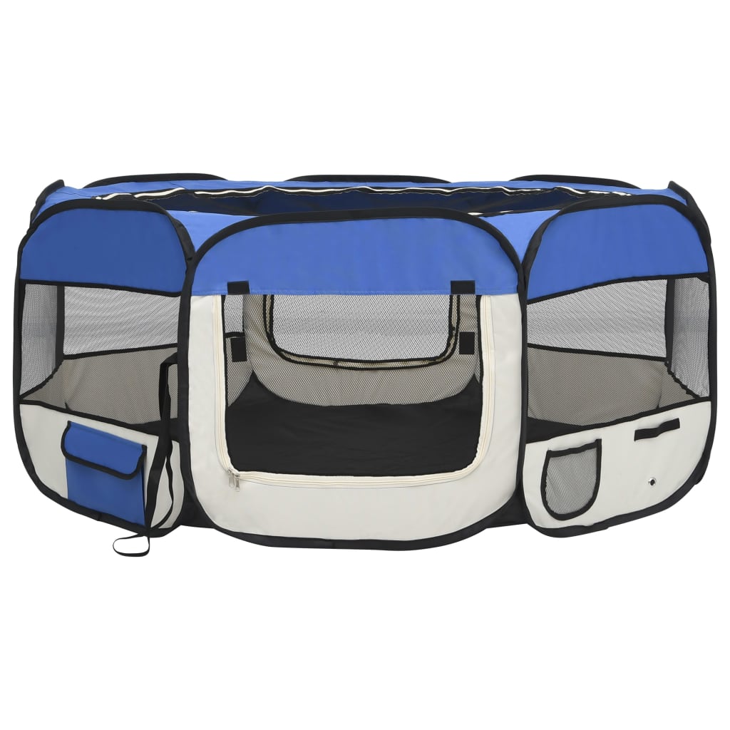 Parco per cani pieghevole con borsa per il trasporto 145 x 145 x 61 cm blu 02_0001726