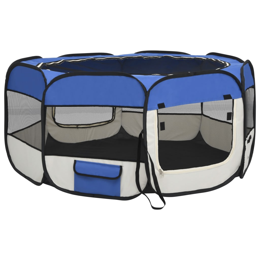 Parco per cani pieghevole con borsa per il trasporto 145 x 145 x 61 cm blu 02_0001726