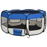 Parco per cani pieghevole con borsa per il trasporto 145 x 145 x 61 cm blu 02_0001726