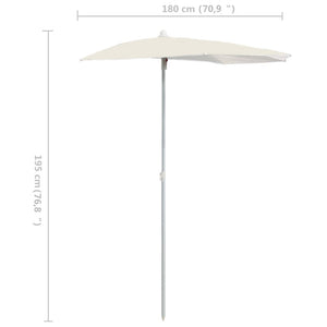 Mezzo ombrellone da giardino con palo 180 x 90 cm sabbia 02_0007729