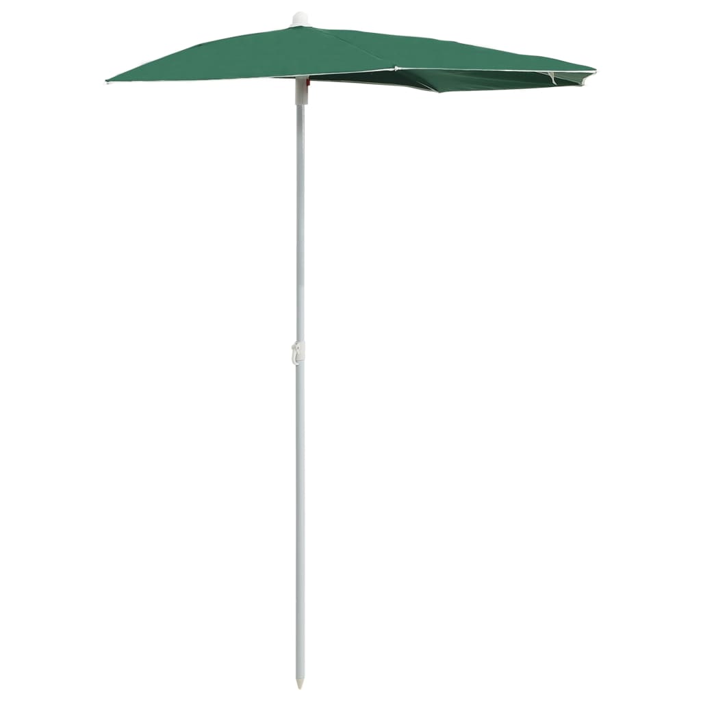 Ombrellone Semicircolare da Giardino con Palo 180x90 cm Verde