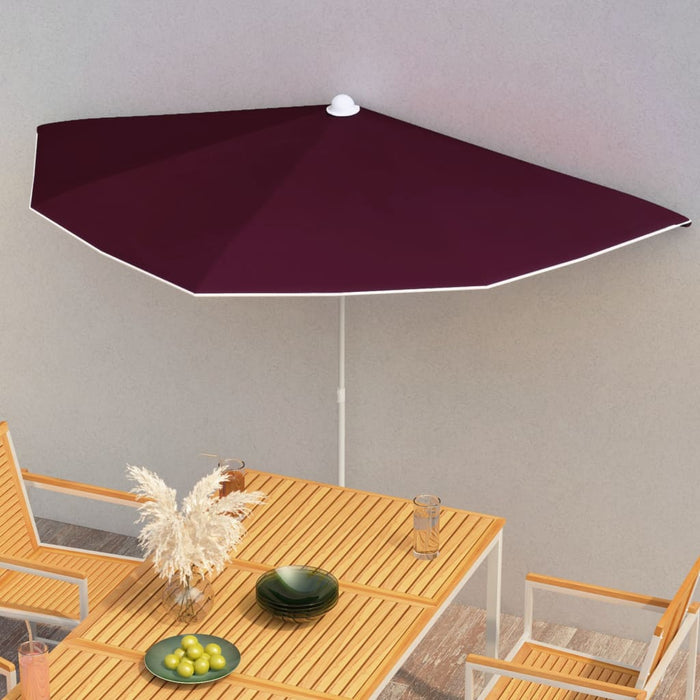 Ombrellone Semicircolare da Giardino con Palo 180x90 cm Bordò 315563