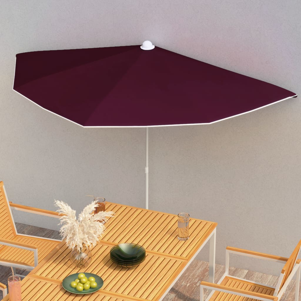 Ombrellone Semicircolare da Giardino con Palo 180x90 cm BordÃ²cod mxl 121046