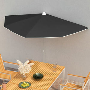 Ombrellone Semicircolare da Giardino con Palo 180x90 cm Nero cod mxl 6650