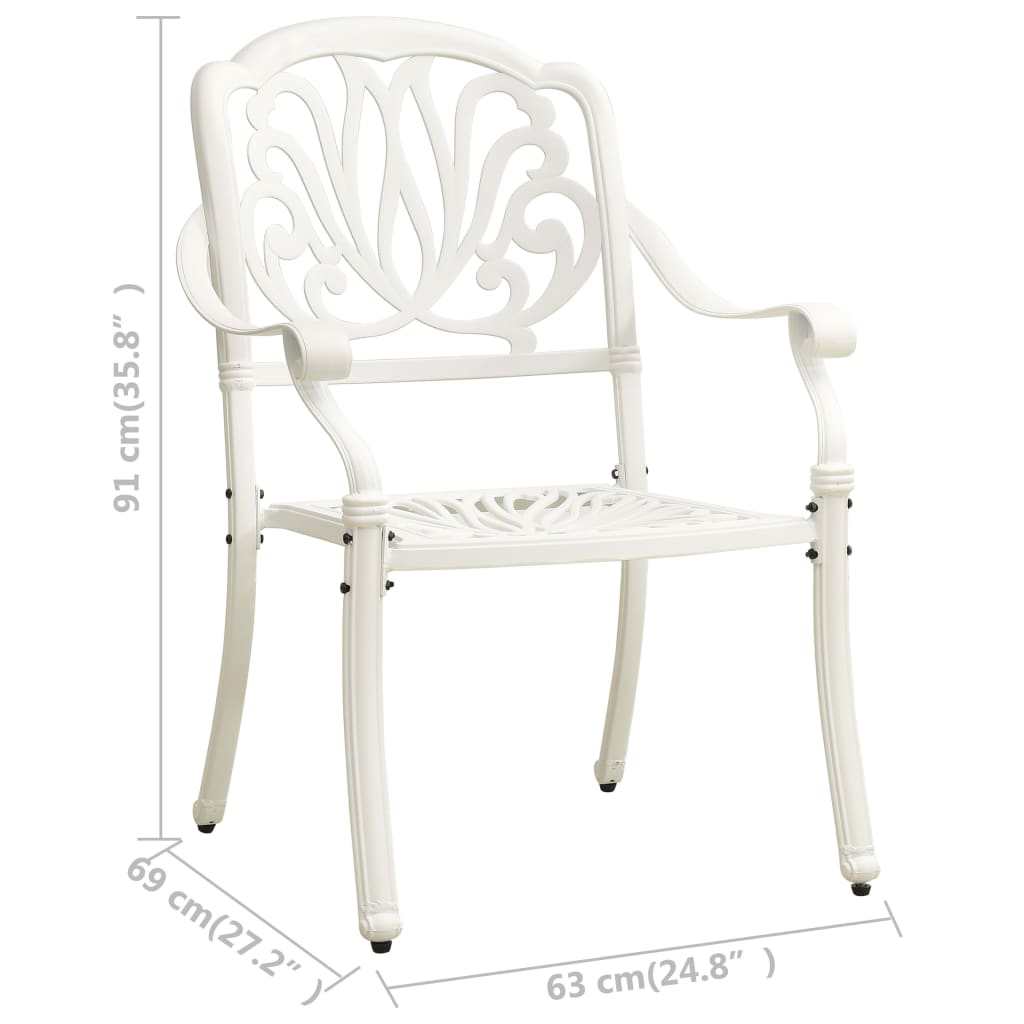 Sedie da Giardino 2 pz in Alluminio Pressofuso Bianco 315569