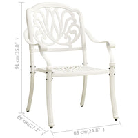 Sedie da Giardino 2 pz in Alluminio Pressofuso Bianco 315569
