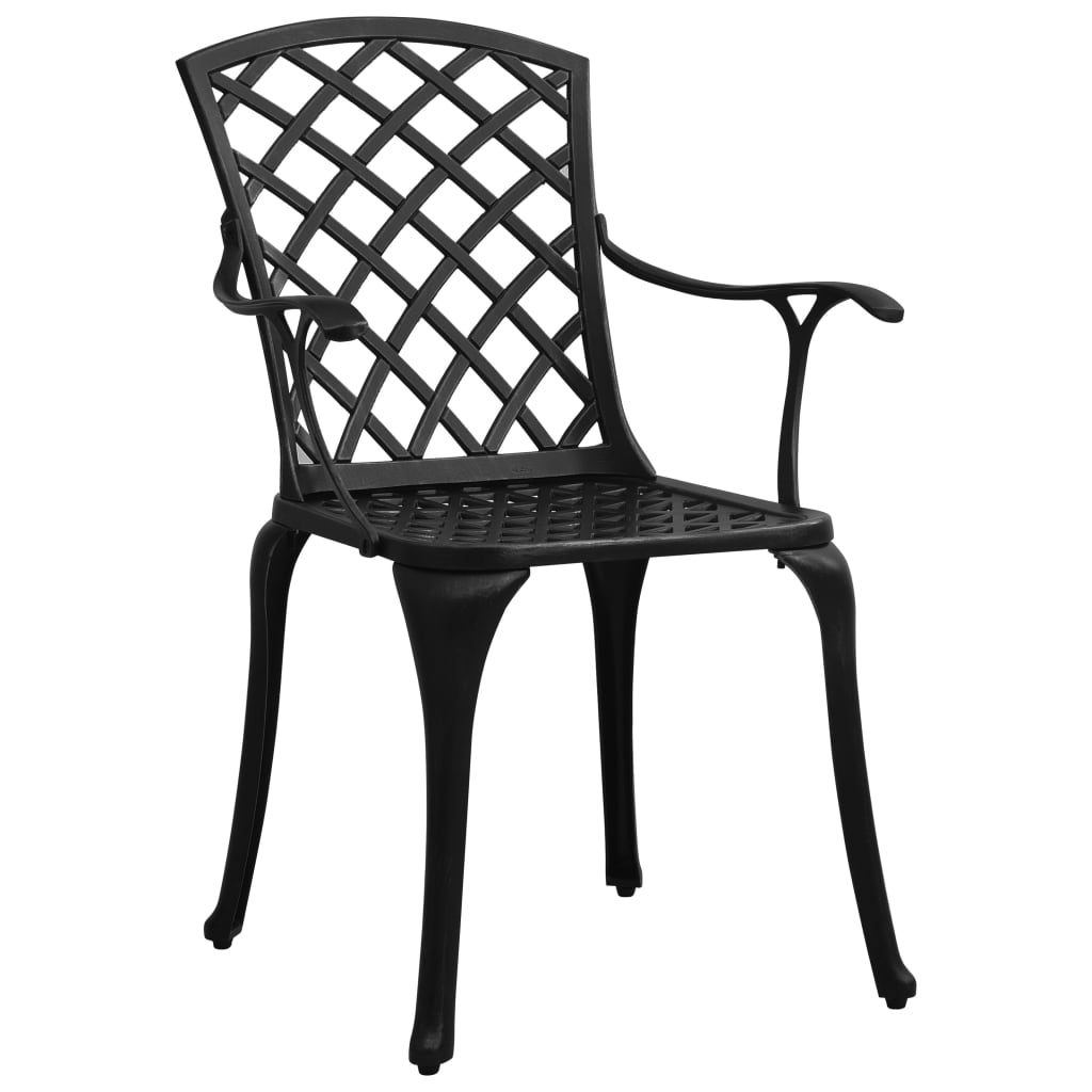 Sedie da Giardino 2 pz in Alluminio Pressofuso Nero 315572