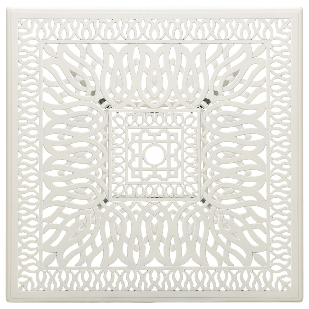 Tavolo da Giardino Bianco 90x90x73 cm in Alluminio Pressofuso 315590
