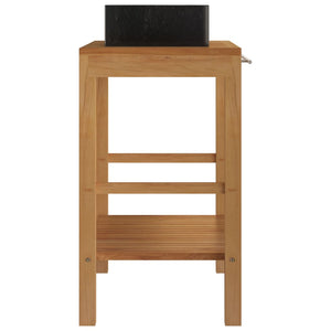 Armadietto da Bagno in Legno di Teak con Lavabo in Marmo Nero 3058159