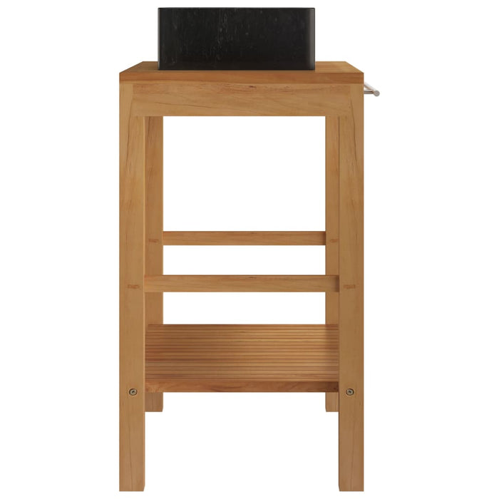 Armadietto da Bagno in Legno di Teak con Lavabo in Marmo Nero 3058159