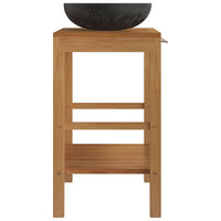 Armadietto da Bagno in Legno di Teak con Lavabo in Marmo Nero 3058161