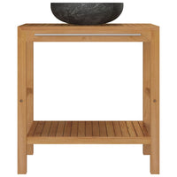 Armadietto da Bagno in Legno di Teak con Lavabo in Marmo Nero 3058161