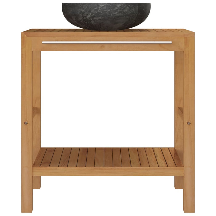 Armadietto da Bagno in Legno di Teak con Lavabo in Marmo Nero 3058161