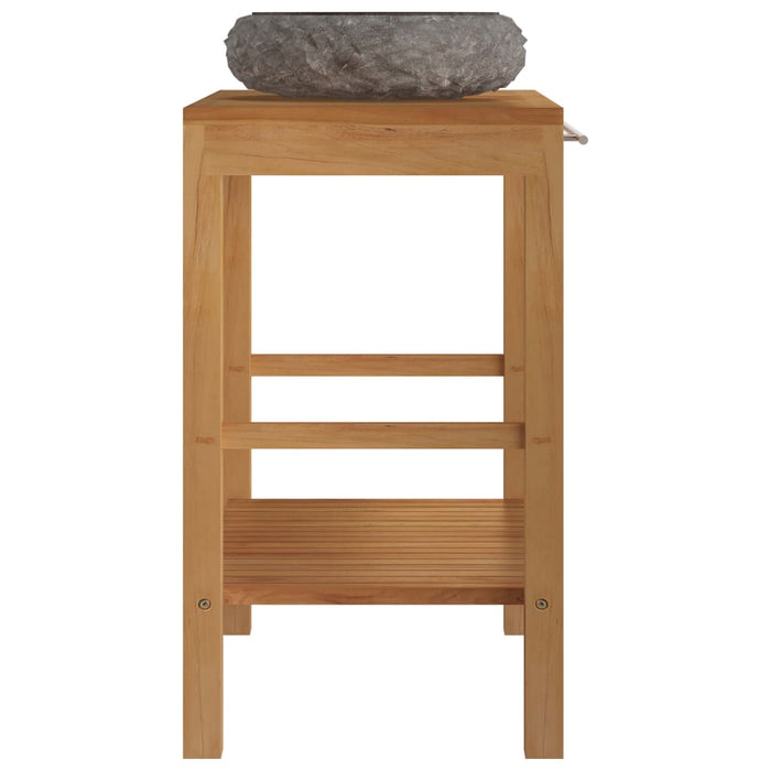 Armadietto da Bagno in Legno di Teak con Lavabo in Marmo Nero 3058163