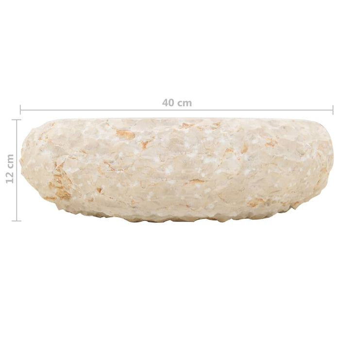 Armadietto da Bagno in Legno di Teak con Lavabo in Marmo Crema 3058164