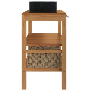 Armadietto da Bagno in Legno di Teak con Lavabi in Marmo Nero 3058180