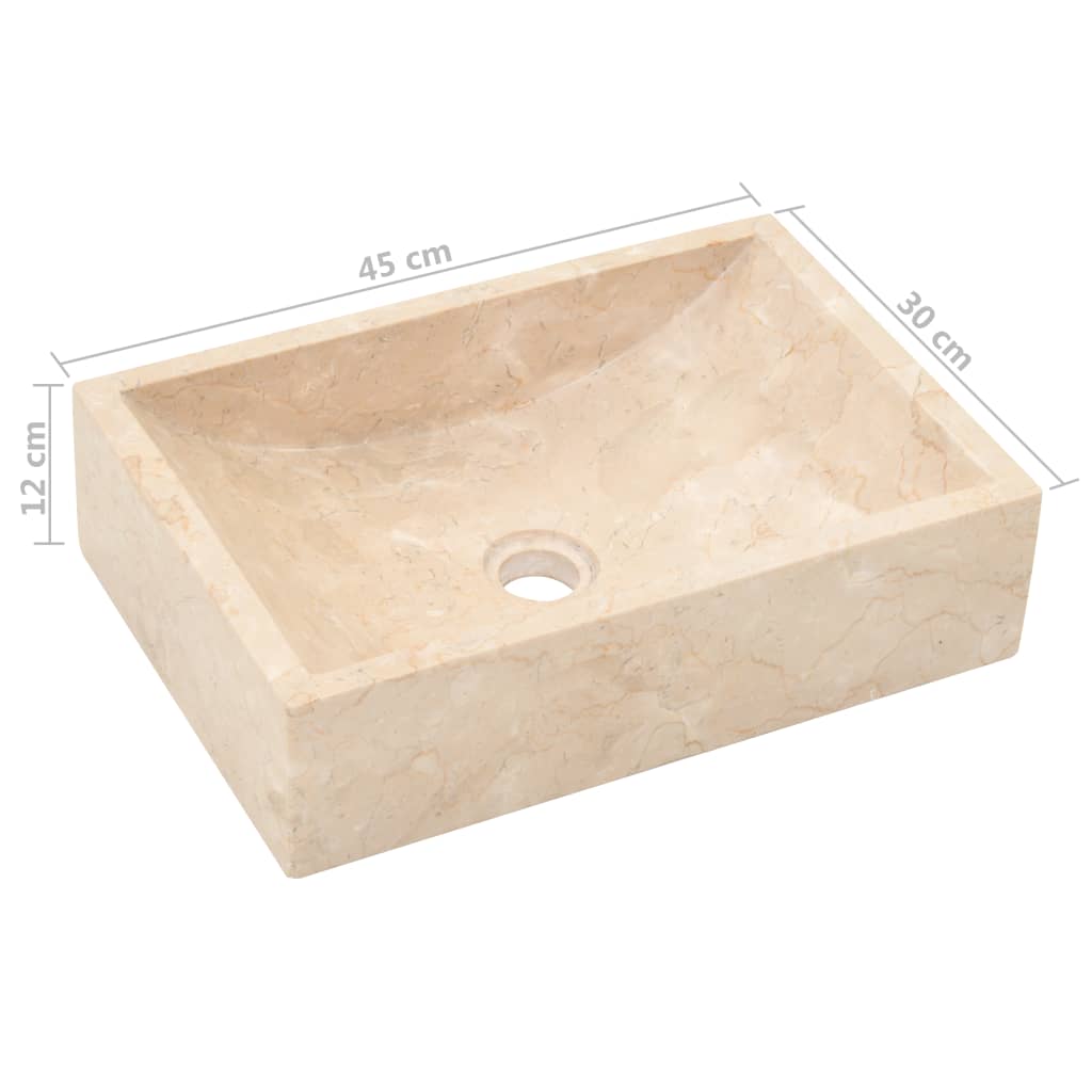 Armadietto da Bagno in Legno di Teak con Lavabi in Marmo Crema 3058181