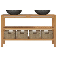 Armadietto da Bagno in Legno di Teak con Lavabi in Marmo Nero 3058182