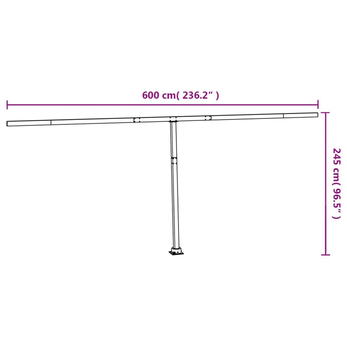 Set Pali per Tenda da Sole Antracite 600x245 cm Ferro 315098