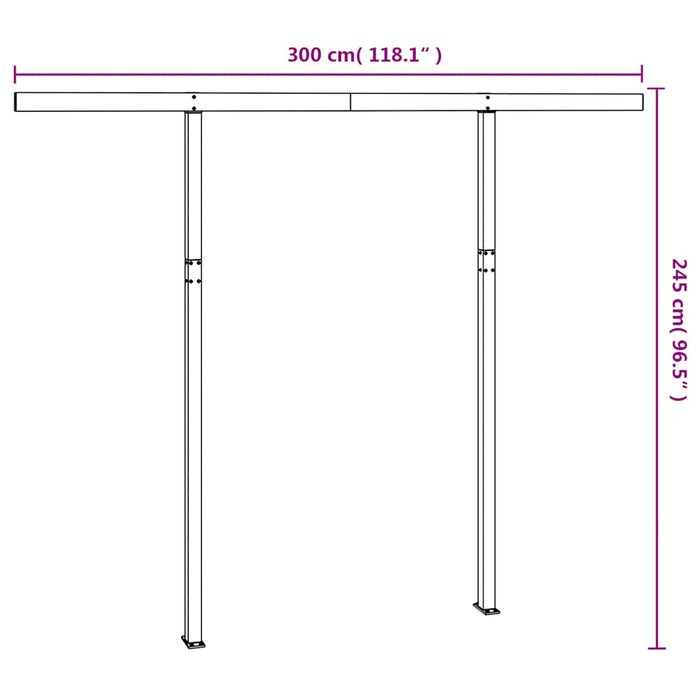 Set Pali per Tenda da Sole Antracite 300x245 cm Ferro 315099