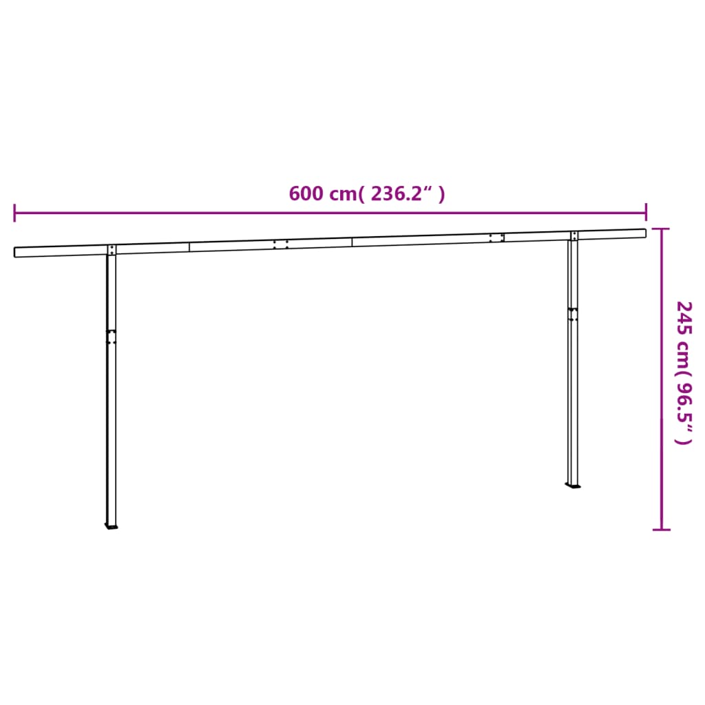 Set Pali per Tenda da Sole Antracite 600x245 cm Ferro