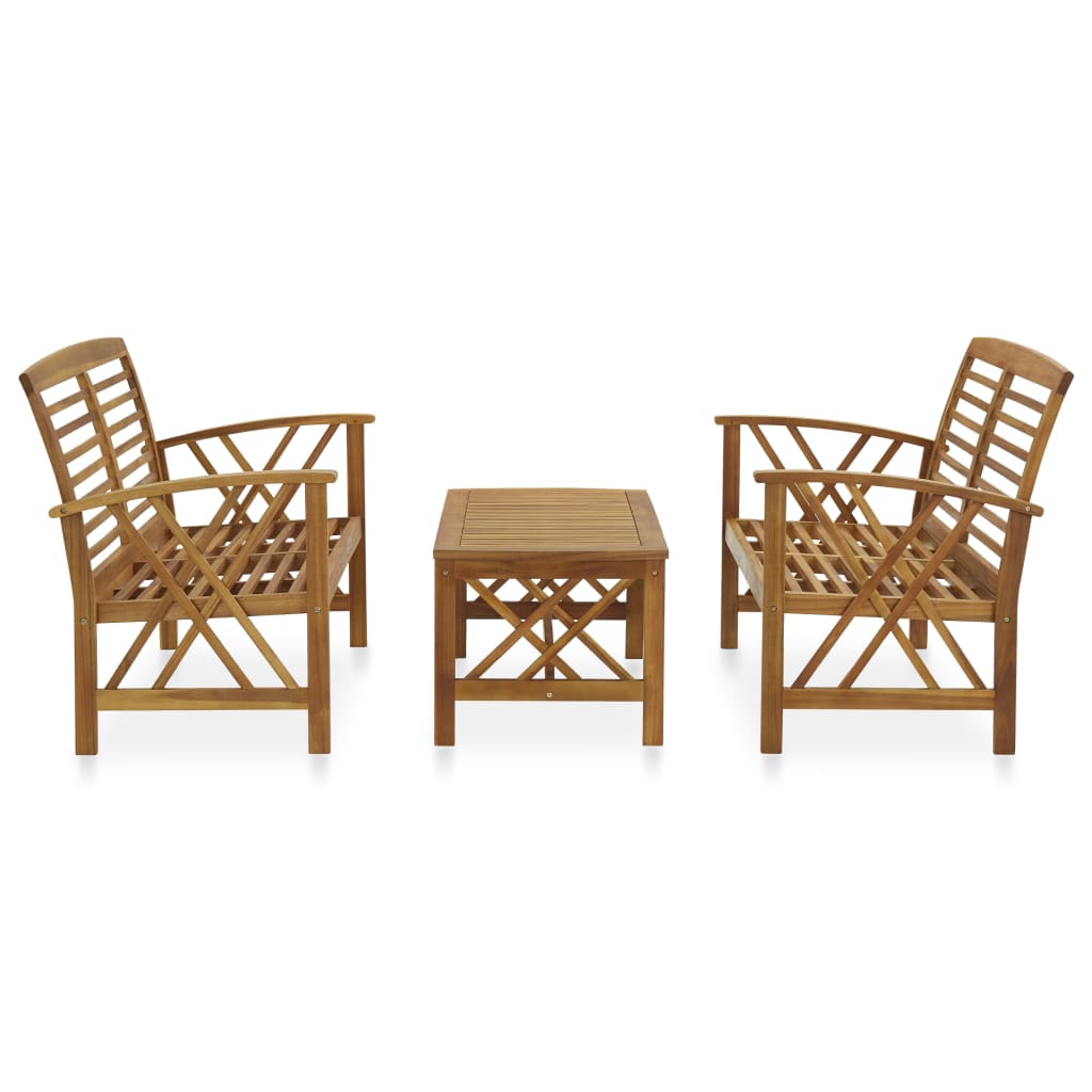 Set Divani da Giardino 3 pz in Legno Massello di Acacia 3057984