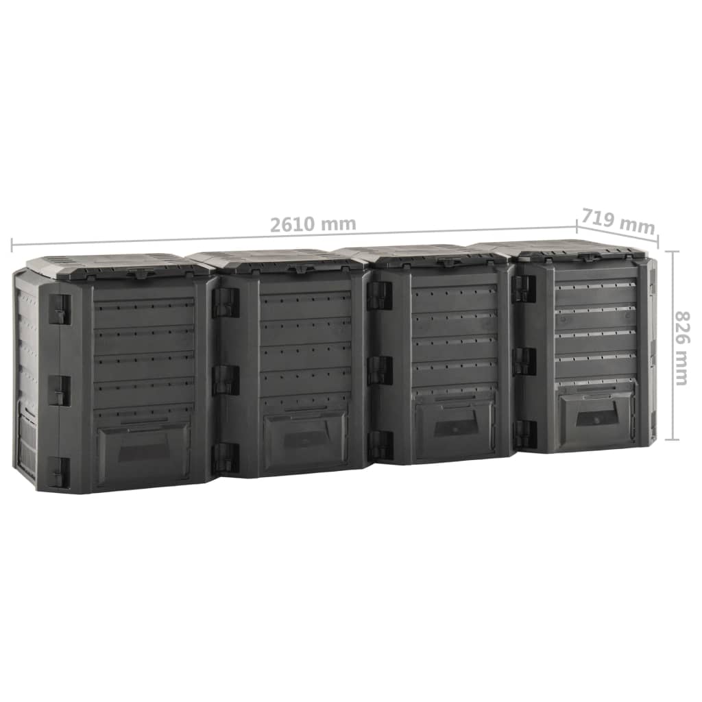 Compostiera da Giardino Nera 1600 L cod mxl 49479