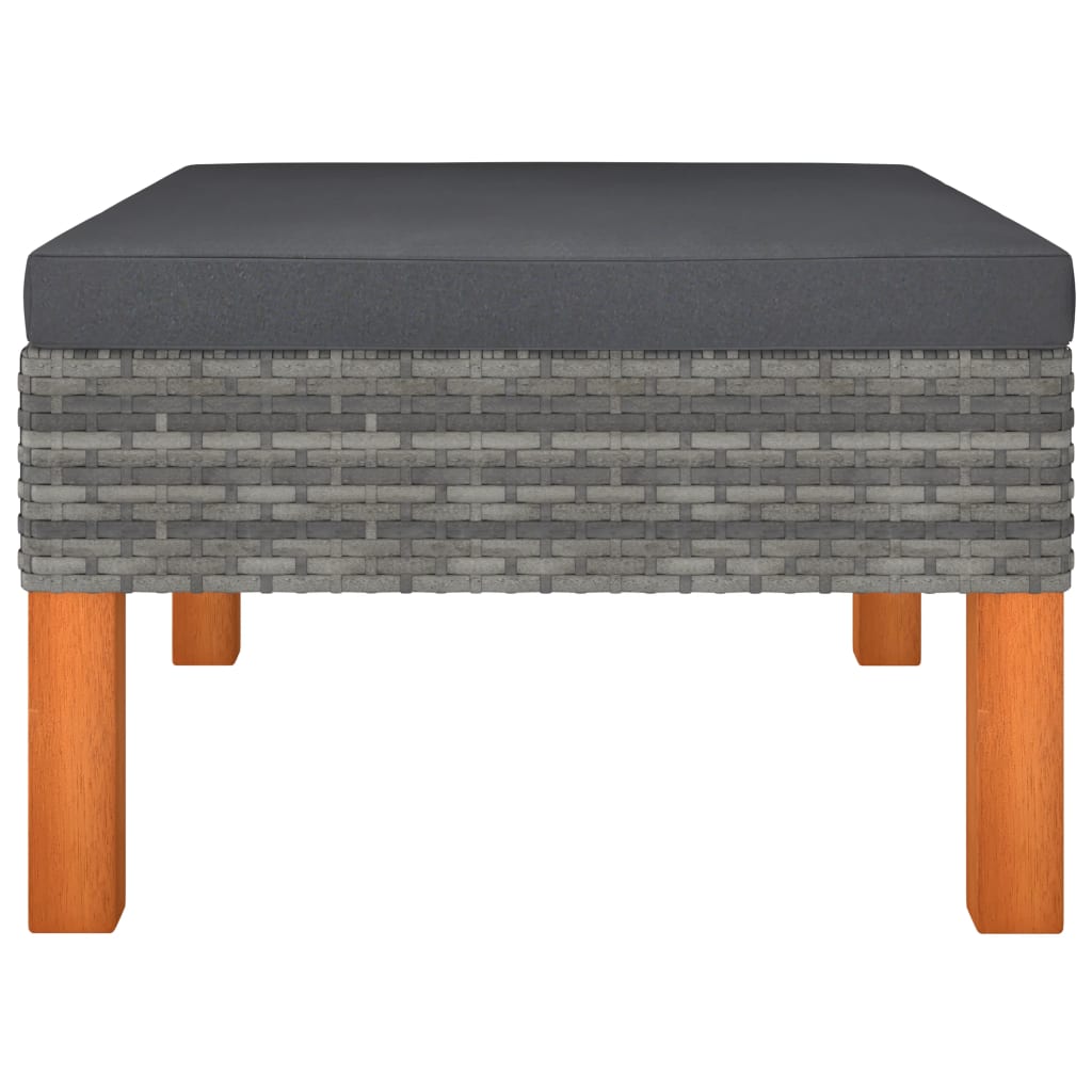 Poggiapiedi in Polyrattan e Legno Massello di Eucalipto cod mxl 69313