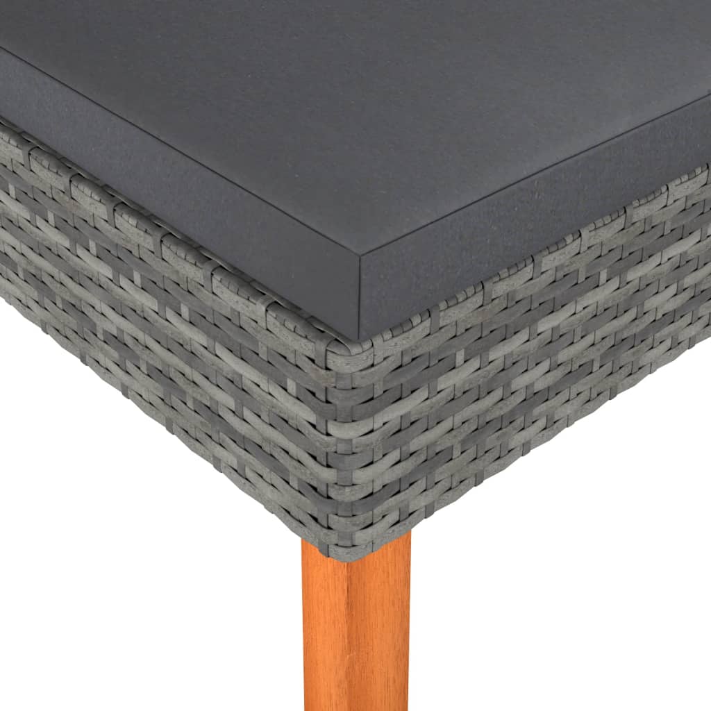 Poggiapiedi in Polyrattan e Legno Massello di Eucalipto cod mxl 69313