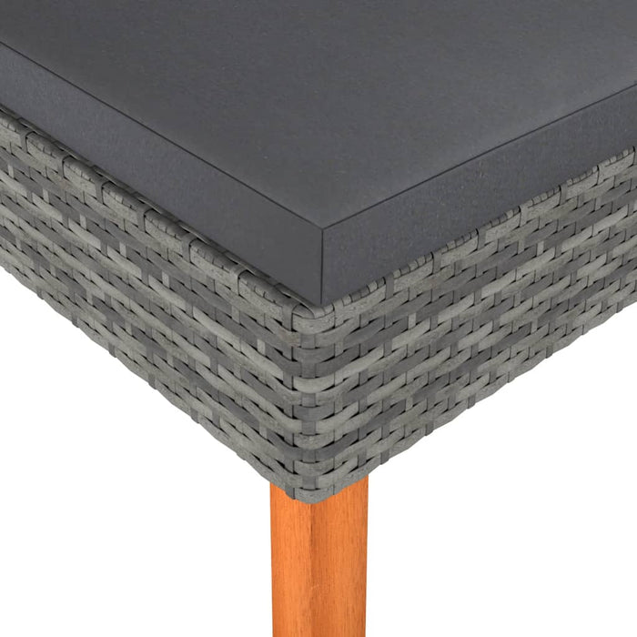 Poggiapiedi in Polyrattan e Legno Massello di Eucalipto 315752