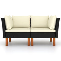 Poltrone Angolari 2 pz Polyrattan e Legno Massello di Eucalipto 315767