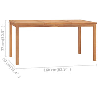 Tavolo da Pranzo da Giardino 160x80x77 cm in Massello di Teak 315620