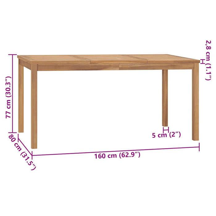 Tavolo da Pranzo da Giardino 160x80x77 cm in Massello di Teak cod mxl 34138