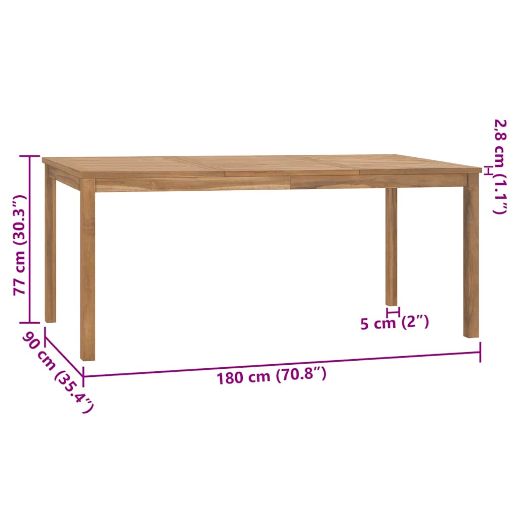 Tavolo da Pranzo da Giardino 180x90x77 cm in Massello di Teak 315621