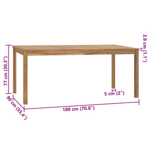 Tavolo da Pranzo da Giardino 180x90x77 cm in Massello di Teak 315621