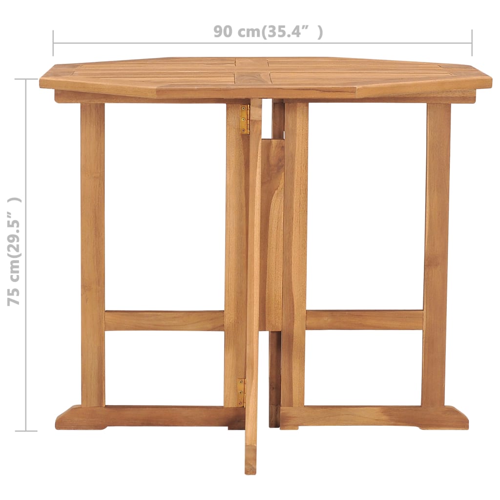 Tavolo da Giardino Pieghevole 90x90x75 cm in Massello di Teak 315447