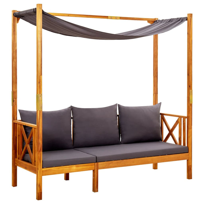 Panca da giardino arredo da esterno per terrazza con tavolo e poggiapiedi 179 x 66 x 180 cm in legno massello di acacia 02_0011641
