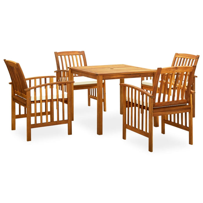 Set da Pranzo da Giardino 5 pz con Cuscini Massello di Acacia cod mxl 37865