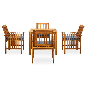 Set da Pranzo da Giardino 5 pz con Cuscini Massello di Acacia cod mxl 37861