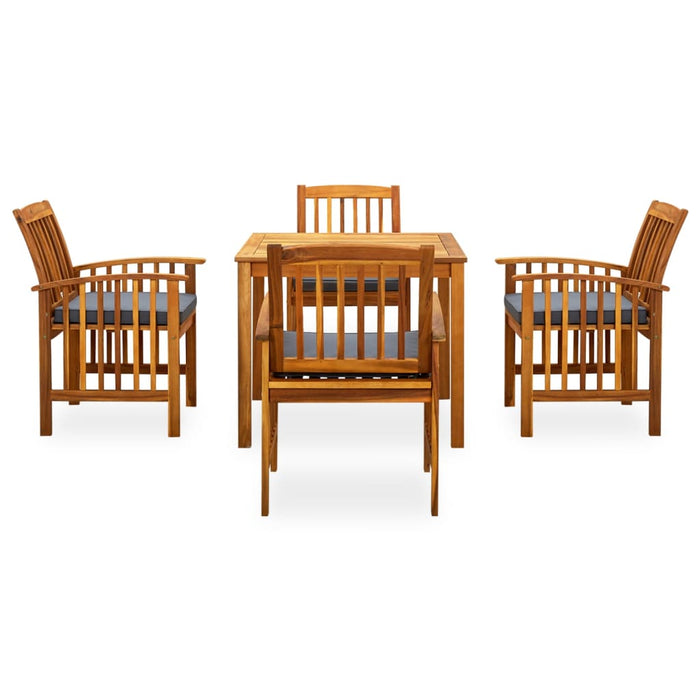 Set da Pranzo da Giardino 5 pz con Cuscini Massello di Acacia cod mxl 37861