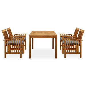 Set da Pranzo da Giardino 5 pz con Cuscini Massello di Acacia cod mxl 43102
