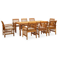 Set da Pranzo da Giardino 9 pz con Cuscini Massello di Acacia cod mxl 37867