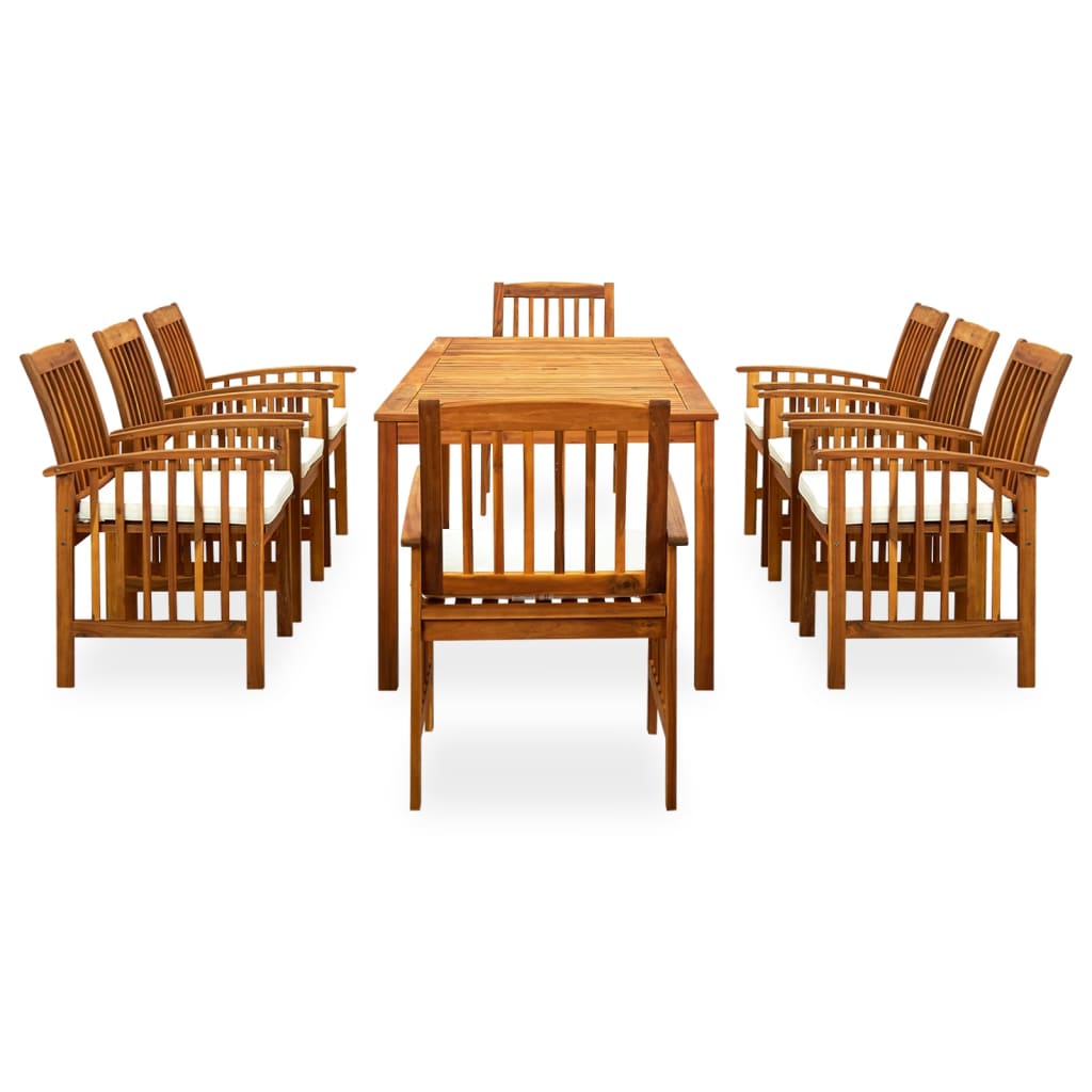 Set da Pranzo da Giardino 9 pz con Cuscini Massello di Acacia cod mxl 37867
