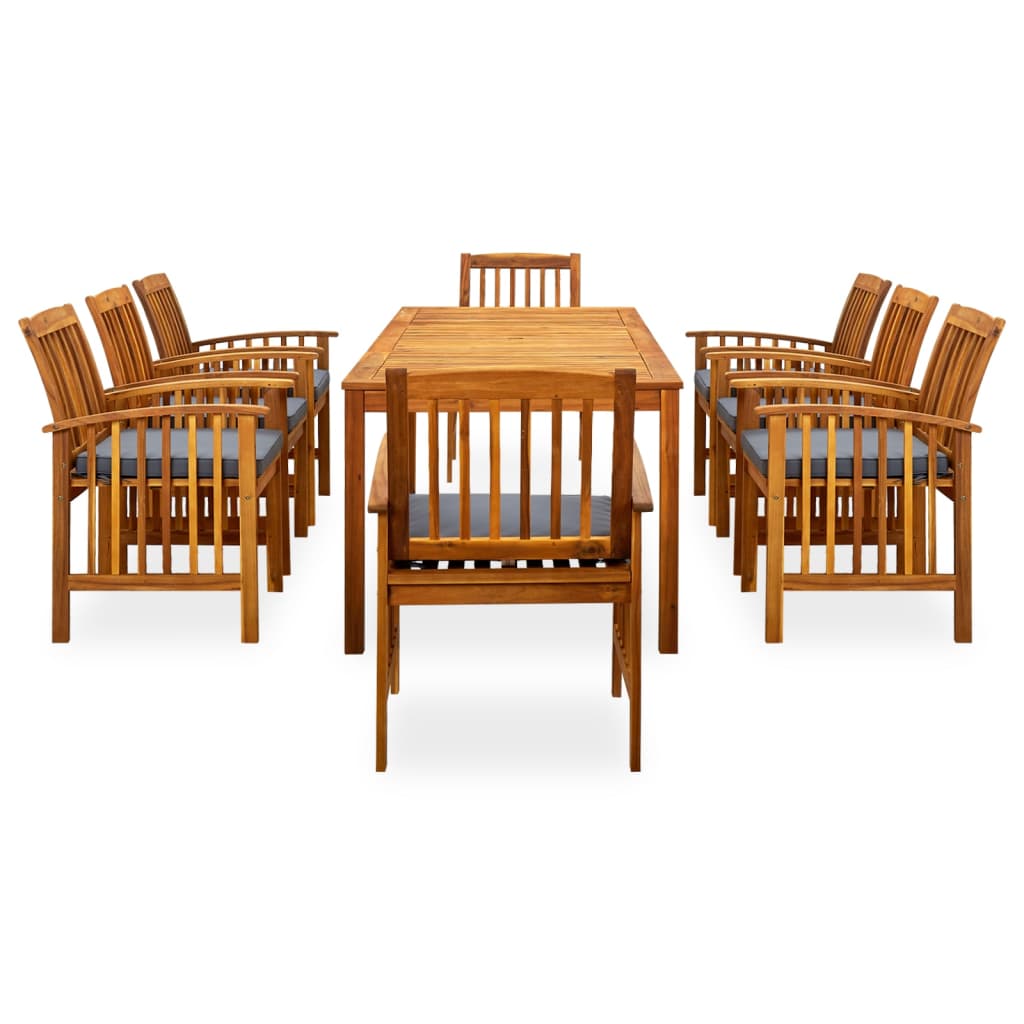 Set da Pranzo da Giardino 9 pz con Cuscini Massello di Acacia cod mxl 37868