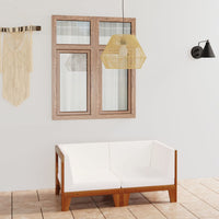 Divano a 2 Posti con Cuscini Bianco Crema in Massello di Acacia 3058112