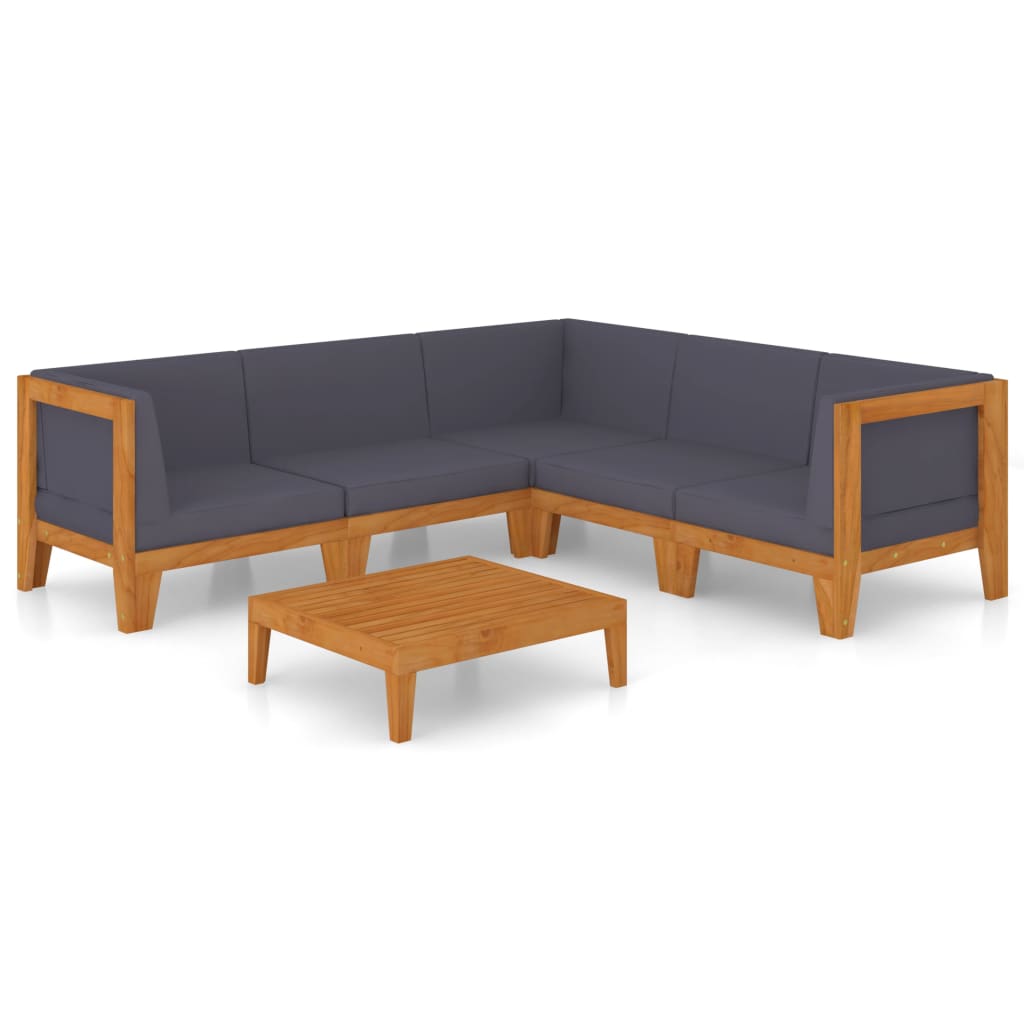 Set Divani da Giardino 6 pz con Cuscini in Massello di Acacia 3058123