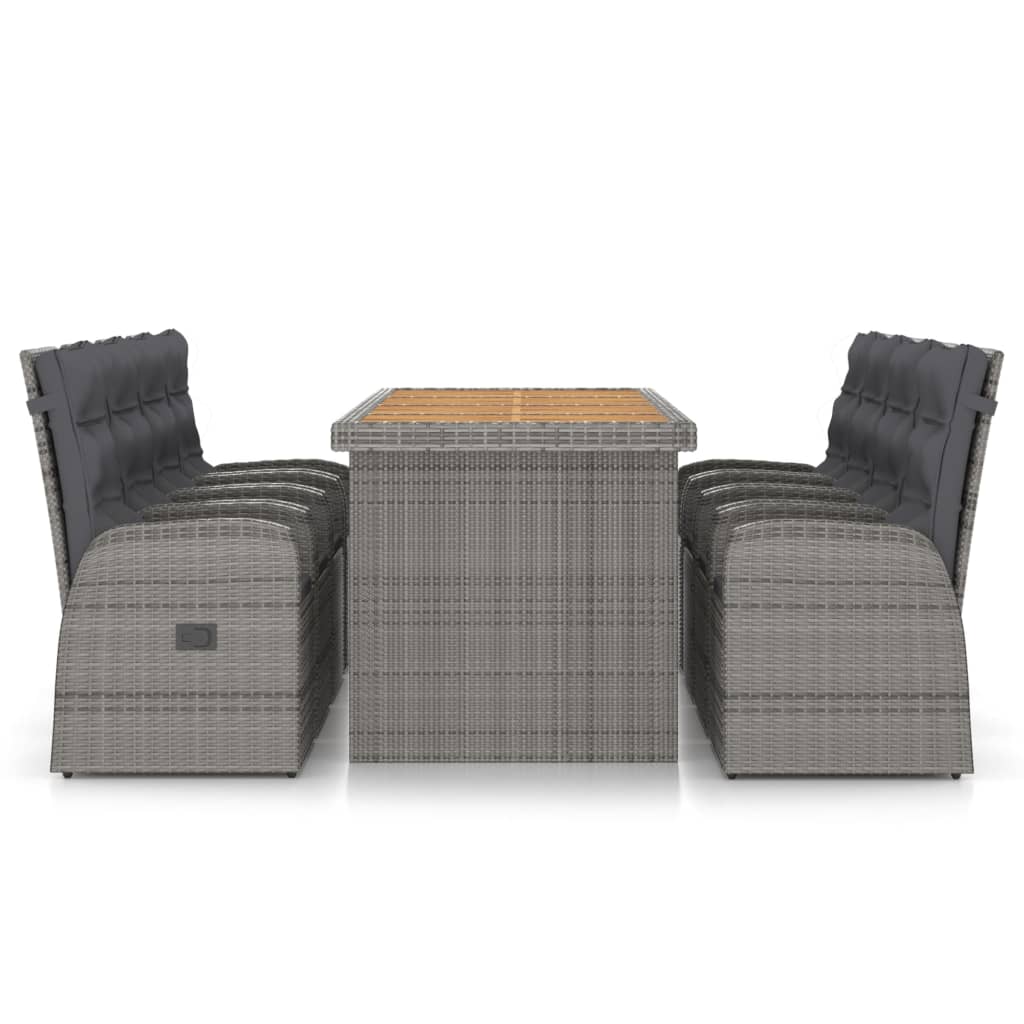 Set da Pranzo da Esterno 9 pz con Cuscini in Polyrattan Grigio 3059341